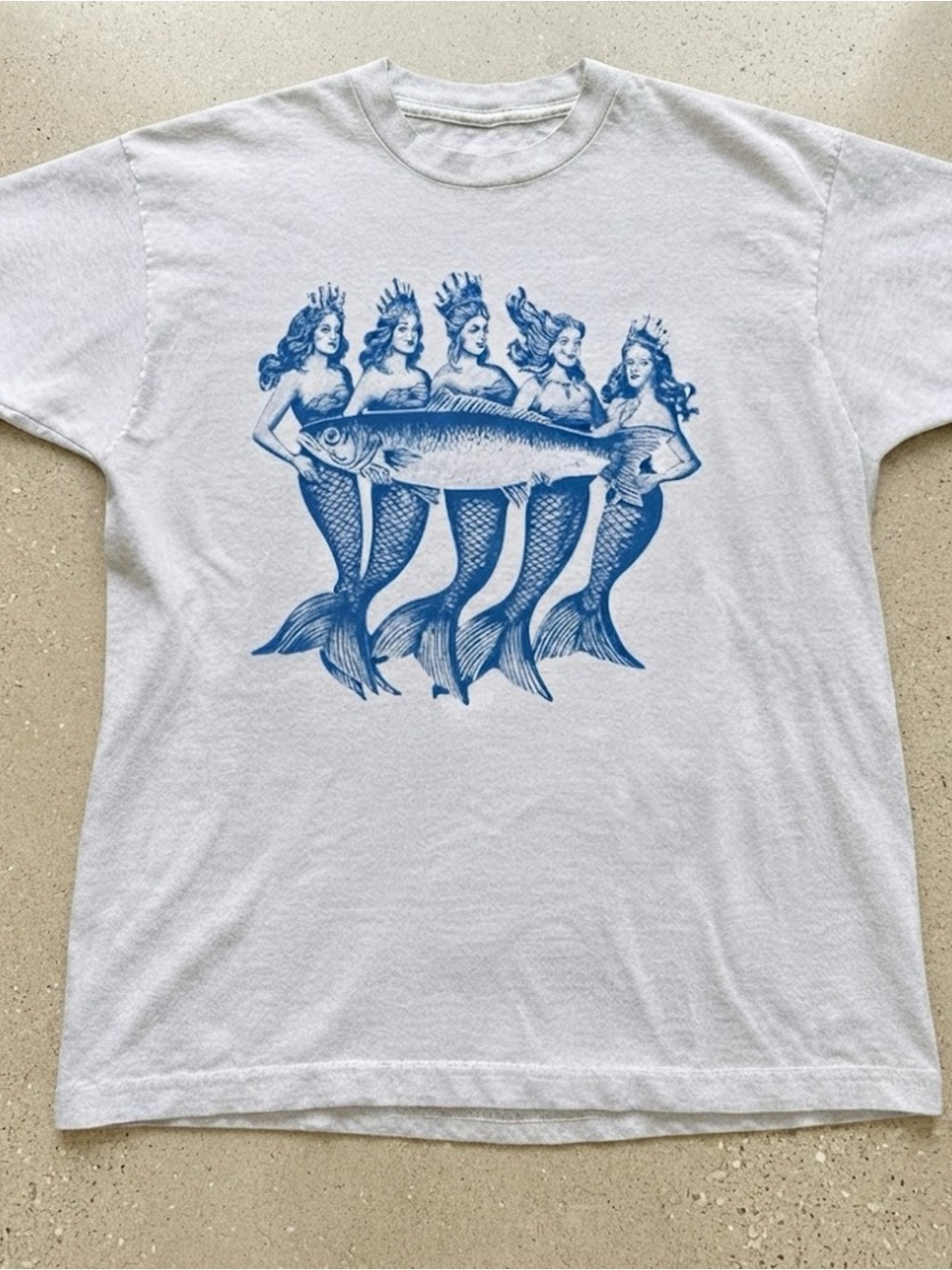 Blue Mermaid Fish Graphic Print Gildan T‑Shirt Fantasy Ocean Cotton Tee